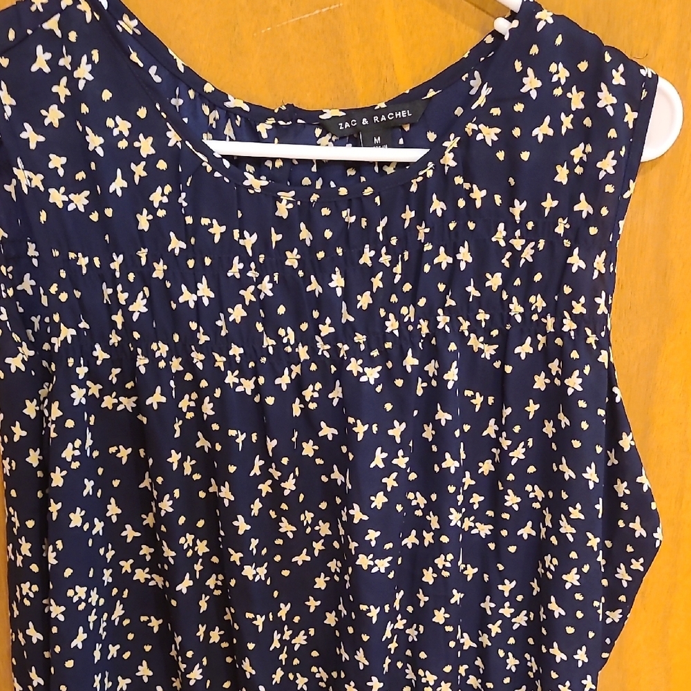 Zac & Rachel Blue Sleeveless Floral Top